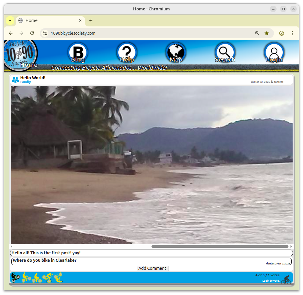 1090 Bicycle Society home page showing 1090 posts list